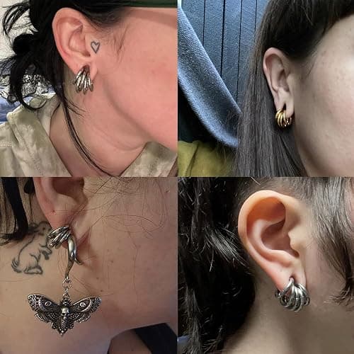 Atomhole 2PCS Ear Tunnels Plugs Gauges with 10PCS Nose Rings 316 Stainless Steel Hypoallergenic Earrings Expanders for Stretched Piercing Body Jewelry thumbnail 3