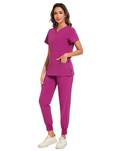 COZYFIT Scrubs for Women Set - Stretch V-Neck Scrub Top & Jogger Pant with 8 Pockets thumbnail 3