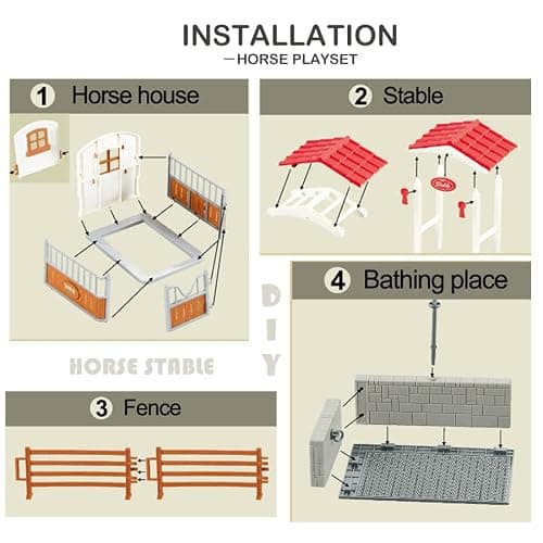 Peagrav Horse Stable Playset with Rider, Wash Area, Fence & Animal Figures - Gifts for Girls & Boys Aged 3-8 thumbnail 8