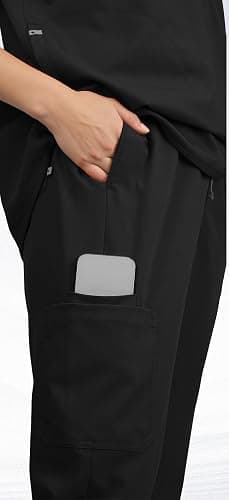 Eadflie Scrubs for Women Set - with Sleeveless Stand-Up Collar Scrub Top & Jogger Scrub Pants, 8-Pocket Design thumbnail 8