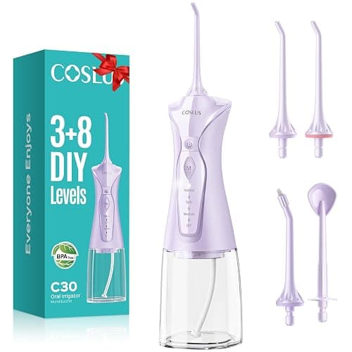 Water Dental Flosser Teeth Pick: Portable Cordless Oral Irrigator 300ML Rechargeable Travel Irrigation Cleaner IPX7 Waterproof Electric Flossing Machine for Teeth Cleaning C20(F5020E) - Black thumbnail 2