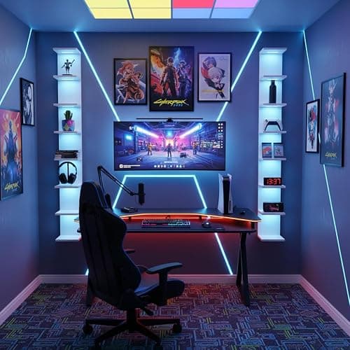 AskTag 7 Tier Wall Shelves with RGB Light, Lack Wall Shelf Unit, Vertical Shelf with Remonte Control,White Shelves thumbnail 4