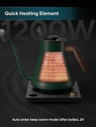 INTASTING Electric Kettles, Gooseneck Electric Kettle, ±1℉ Temperature Control, Stainless Steel Inner, Quick Heating, for Pour Over Coffee, Brew Tea, Boil Hot Water, 0.9L Hunter Green thumbnail 4