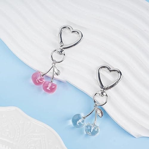 Agromusk Cute Cherry Keychain,Kawaii Cherry Bag Purse Charms for Women Car Keys Decor Gifts Stuff Accessories thumbnail 5