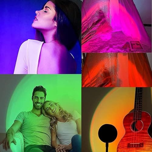 Sunset Lamp Projection, Sunset Night Light Rainbow Projector 180° 16 Color Changing 4 Modes, Vlog, Photography, Decorative, Party Decor, Gift for Women(16 Color) thumbnail 4