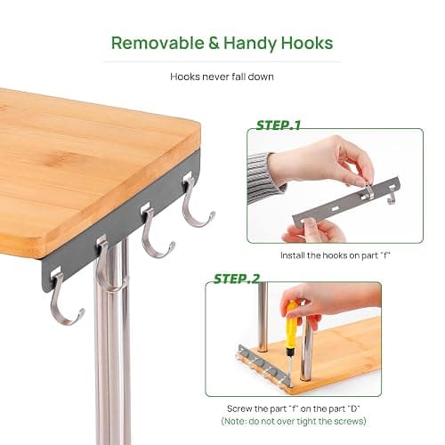3 Tier Corner Shelf Bamboo Countertop Organizer Bookshelf Display Shelves Space Saving Rack for Living Room, Kitchen, Office (with Hooks) thumbnail 5