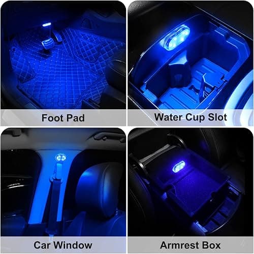 4Pcs Car LED Lights Interior Wireless, 7 Colors Interior Car Lights with 6 Bright LED Lamp Beads, Portable USB Rechargeable Car Interior Led Night Light for Car Decor thumbnail 5