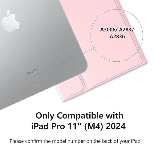 MMK iPad Pro 11 inch Case with Keyboard (2025 M5 / 2024 M4), Magnetic Wireless Detachable Keyboard, for iPad Pro 11 inch 2025/2024 with Pencil Holder - Pink thumbnail 2