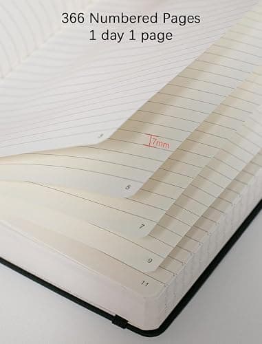 Thick College Ruled Notebook with 366 Numbered Pages, A5 Journal for Writing with 100GSM Lined Paper, Hardcover Leather Notebooks for Women Office Work Diary, 5.7"x8.3" Lavender thumbnail 4