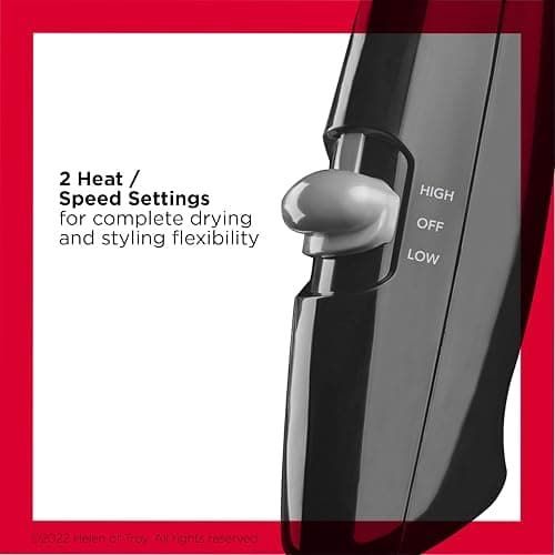 Revlon Compact Hair Dryer | 1875W Lightweight Design, Perfect for Travel, (Black) thumbnail 2