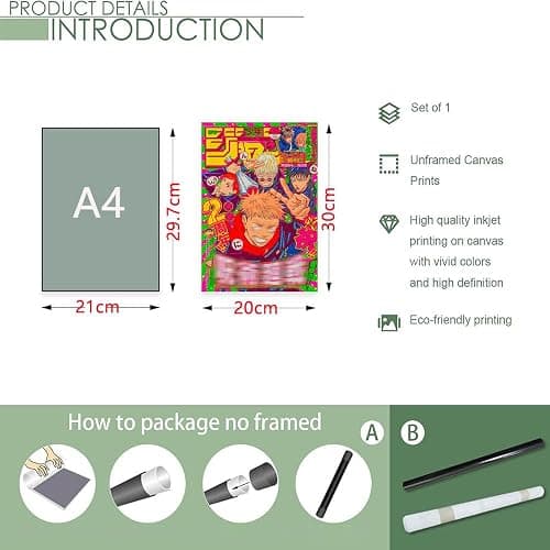Unframed J-jk Poster Manga Cover Canvas Wall Art Print for Bedroom Dorm Playroom Living Room Wall Decor 8x12 Inch B thumbnail 2