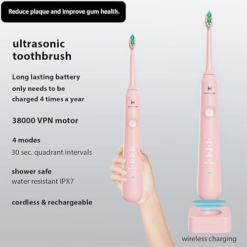 2-1 Oral Clean Kit- Water Dental flosser & Electric Toothbrush Combo- Brushing & Flossing- for Teeth Cleaning and Gum Health (Pink) thumbnail 4