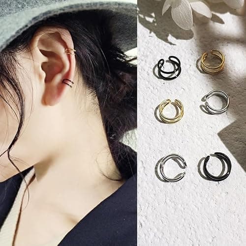 Briana Williams Fake Nose Ring Gold Fake Nose Rings for Women Clip On Fake Nose Piercing Non Piercing Faux Nose Piercing Jewelry thumbnail 5