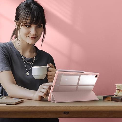 Fintie Hybrid Slim Case for Samsung Galaxy Tab S6 Lite 10.4 Inch 2024/2022/2020 with S Pen Holder, Shockproof Cover with Clear Transparent Back Shell, Rose Gold thumbnail 7