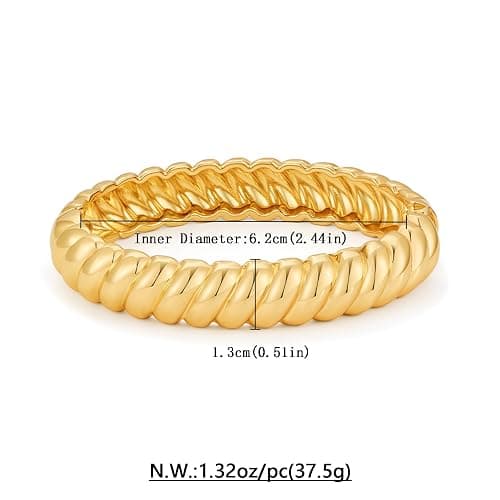 HUAYUNFANG Chunky Gold Bangle Bracelets for Women Twisted Hinged Wrist Cuff Bracelets open Spiraled Oval Bracelet Trendy Jewelry for Women thumbnail 6