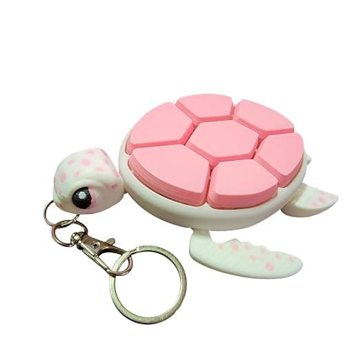 Geeps Makes Sea Turtle Fidget Clicker Bag Charm, Sensory Figure Keychain, Articulating Head, Flippers and Tail (White/Pink) - Image 1