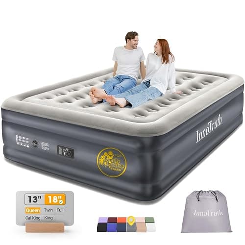 InnoTruth Air Mattress Queen with Built in Pump, Inflatable Mattress Blow up Mattress, Family Choice Award Winner, 18" Colchones Inflables Foldable Air Bed for Guest & Home, Ideal for Camping, 650lbs - Image 1