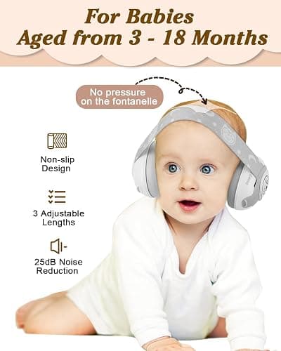 Lilian&Gema 2-in-1 Baby Ear Muffs Noise Protection, Noise Cancelling Headphones for Baby & Toddler up to 4 Years thumbnail 6
