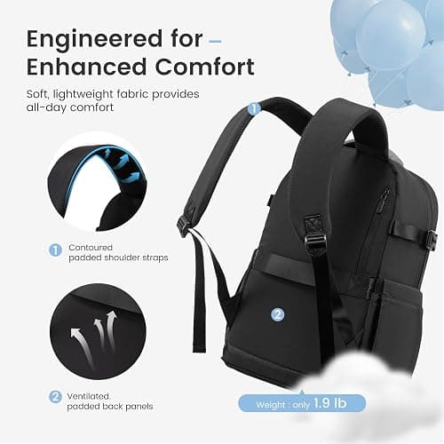 LOVEVOOK Laptop Backpack for Women with Giant Tumbler Holder Pocket,17 Inch Puffer Travel College Work Backpack Purse for Teacher Nurse,Waterproof Laptop Bag Computer Back Pack Casual Daypack,Black thumbnail 5