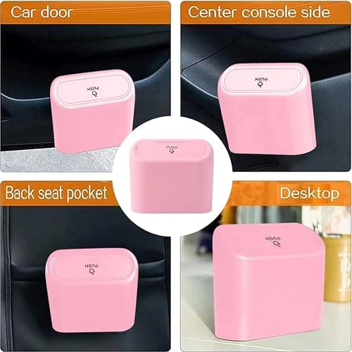 Tulsondai Car Trash Can, Mini Trunk Push Hanging Portable Car Bin with 2 roll Disposable Trash Bag for Vehicle Home, Office. (Car Trash can Pink) thumbnail 6