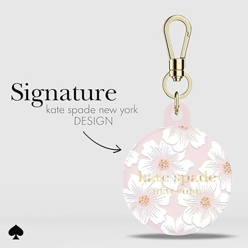 kate spade new york AirTag Holder with Gold Ring Clip - Protective Case for Apple AirTag - Hollyhock Cream thumbnail 3