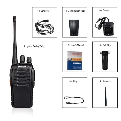 pxton Walkie Talkies Long Range for Adults with Earpieces,16 Channel Walky Talky Rechargeable Handheld Two Way Radios with Flashlight Li-ion Battery and Charger（4 Pack） thumbnail 6