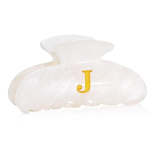 Fohufo Initial Cute Hair Clips - White Letter Elegant Hair Claw Clips, Fashion Glitter Claw Clips Durable Hair Clips, Wedding Gift, Bridesmaid Gifts, Birthday Gifts, Christmas Gift, Letter J - Image 1