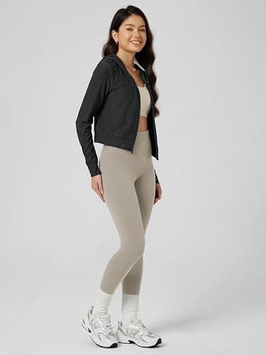 ODODOS Women's Full-Zip Cropped Hoodie - odSTRATUM Tech Ultra Soft UPF 50+ Hooded Jacket with Pockets thumbnail 5