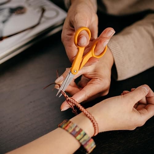 Fiskars 5" Orange-Handled Micro-Tip Fabric Scissors, No. 5 | For Tight & Intricate Detail Sewing & Craft Projects, Precision-Ground Blades Stay Sharp, Ambidextrous Double-Loop Handle thumbnail 2