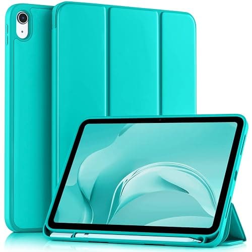 Akkerds Compatible with iPad (A16) 11th Generation Case 11 Inch 2025, for iPad 10th Generation Case 10.9 Inch 2022 with Pencil Holder, Slim Trifold Stand Protective Cover with Soft TPU Back, Teal - Image 1