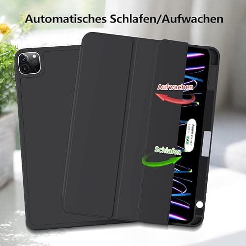 aoub Hülle für iPad Pro 11 4./ 3./ 2. Generation 2022/2021/2020, Hülle für iPad Pro 11 mit Stifthalter, Kann Pencil 2 Aufladen, Weiche Silikonhülle, Auto Schlafen/Wachen, Schwarz thumbnail 6