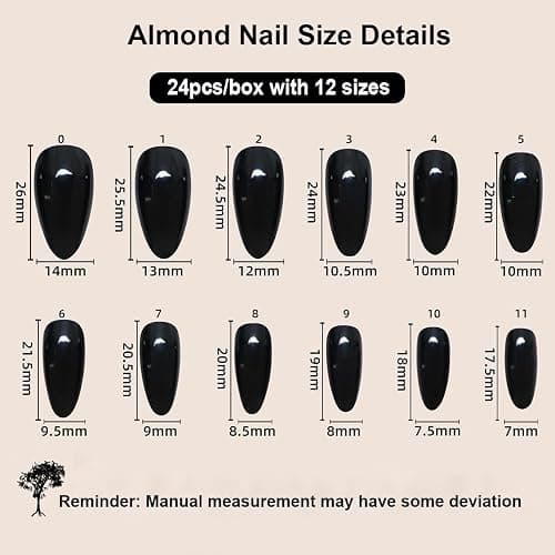 LPOODDNU Almond Press on Nails - Dark Green Medium Fake Nails with Leaf Designs, Glossy Finished Reusable False Nails with Double Adhesive Glue Tabs - 24Pcs Nail Kit for Women Manicure thumbnail 5