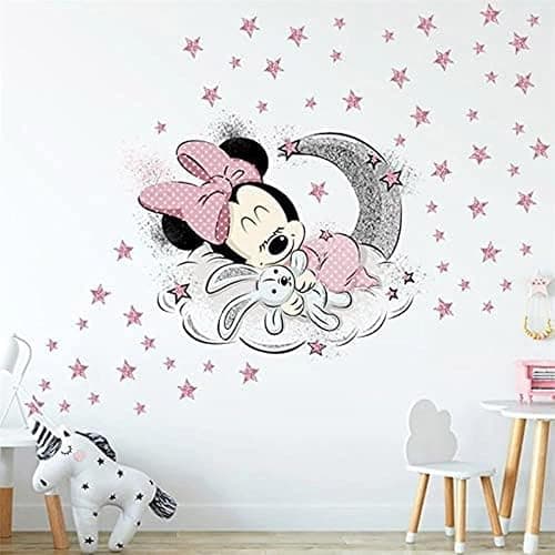 Large Mickey and Minnie Mouse Wall Decals for Kids Baby Bedroom Nursery, Disney Mirror Window Walls Stickers Removeable Vinyl Cartoon Peel and Stick (Minnie & Bunny) - Image 1