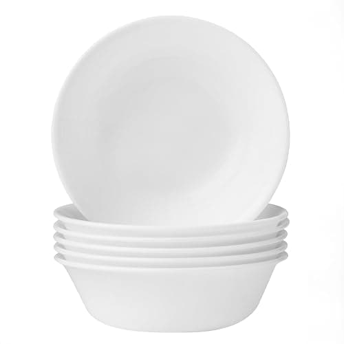Corelle Vitrelle 6-Piece Soup/Cereal Bowl Set Triple Layer Glass and Chip Resistant, 18-Oz Lightweight Round Bowls, Winter Frost White - Image 1