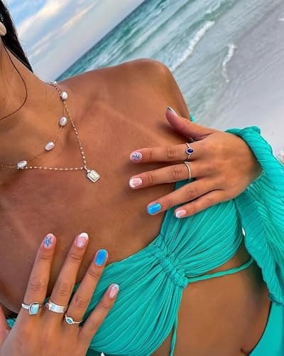 SmileBelle Pearl Necklaces, Daisy Pearls Choker for Women's Pearl Strand Necklaces as Silver and Gold Choker for Teens, Silver Daisy Birthday Gifts 3 Pearls White Necklace as Prom Bridesmaid gifts thumbnail 3