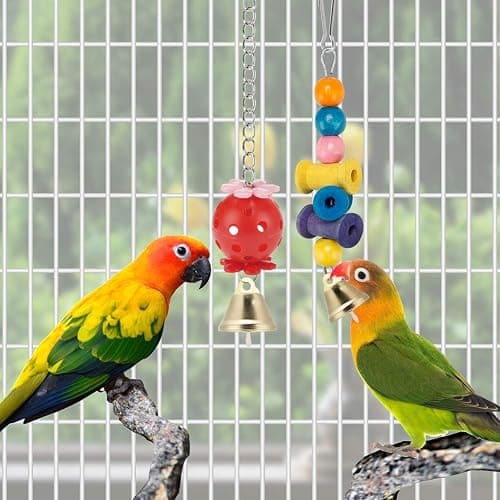 Swing Hanging Standing Chewing Toy Hammock Climbing Ladder, Cage Colorful Toys Suitable for Budgerigar, Parakeet, Conure, Cockatiel, Mynah, Love Birds, Finches thumbnail 4