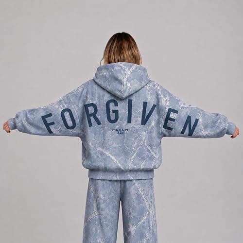 Tednrk Camo Hoodie Womens Christian Faith Maple Leaf Letter Print Forgiven Hoodie Oversized Fleece Pullover Warm Sweatshirts thumbnail 5