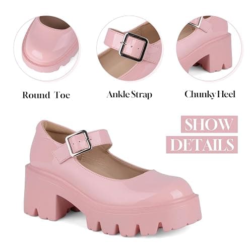 AOSPHIRAYLIAN Mary Janes Black Chunky Mary Janes Women Platform Dress Shoes | Ankle Strap·Anti-Slip·Comfy Padded·2.47" Chunky Heel·Easy Clean Upper —Office to Weekend, Jeans to Dresses, Uniform, Party thumbnail 4
