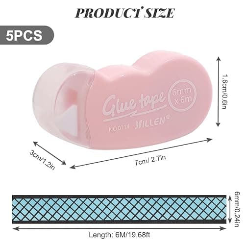 Flintronic 5 Pcs Scotch Double Face, 6M*6mm Rouleau de Colle, Colle à Ruban Adhésif, Propre, Portable, Ruban Cadeau Emballage, Roller Colles pour Scrapbooking, Papier Cadeau, Album Photo, École,Bureau thumbnail 2