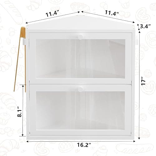 WOWLIVE Corner Bread Box for Kitchen Countertop, Large Double Layer Bread Storage Container for Homemade Bread, Black Bread Holder for Kitchen Counter, Under Cabinet Organizer (White, Extra Large) thumbnail 3