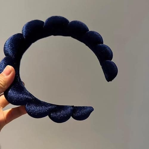 Uchyius Fashion Headbands for Women Padded Fabric Hair Bands Wide Velvet Non Slip Headband Hair Accessories for Women Girls (Navy Blue) thumbnail 4