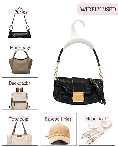 SEEBRIDER Bag Hanger for Closet, Purse Holder White Backpack Hanger Hook for Organizer Storage Purses Tote Bag Backpacks Handbags(10 Pack) thumbnail 5