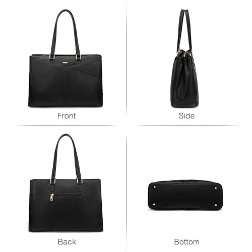 LOVEVOOK Laptop Tote Bag for Women 15.6 Inch Waterproof Leather Computer Bags Business Office Work Briefcase Black thumbnail 9