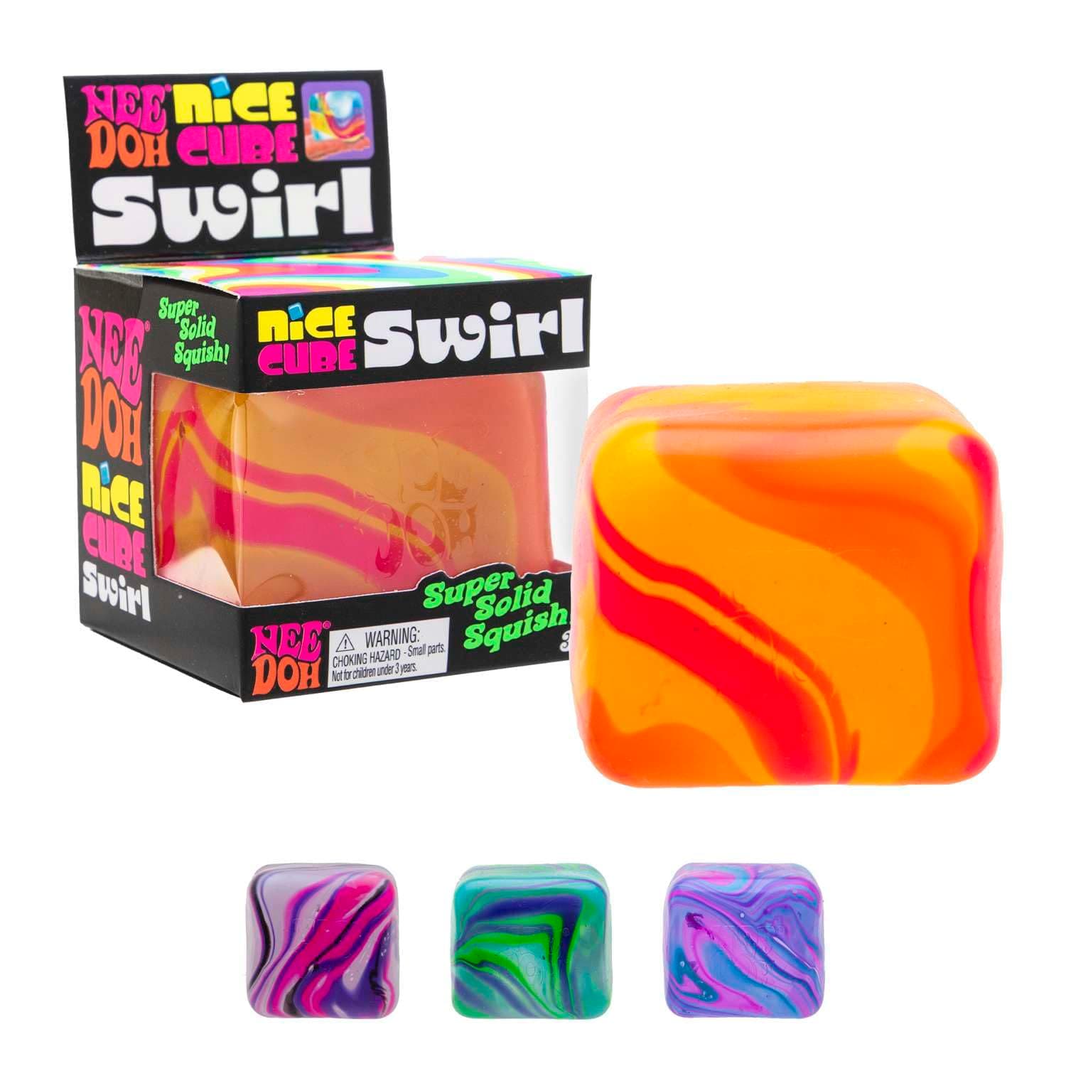 NeeDoh Nice Cube Swirl- Squishy Colourful Stress Toy, Soft & Stretchy Fidget for Sensory Play, Swirled Ice Cube-Inspired Design, Stress Relief for Kids & Adults, Fun Collectible, Assorted Colours - Image 1