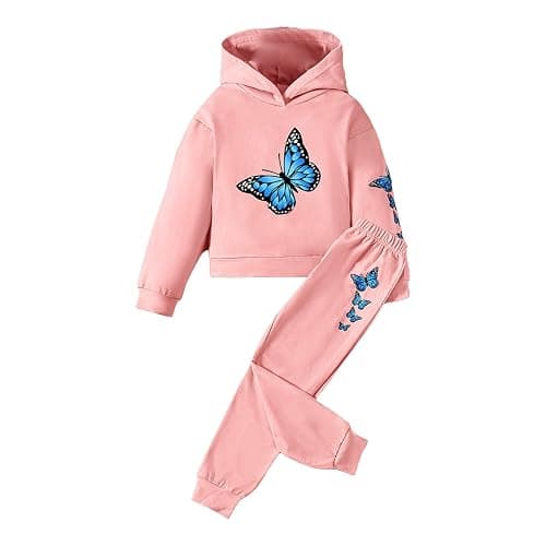 Toddler 2pc Jogging Sets Pullover Hoodies Sweatpants Cotton Outfits Baby Girls Bow Graphic Thick Hoodie Joggers Pants - Image 1