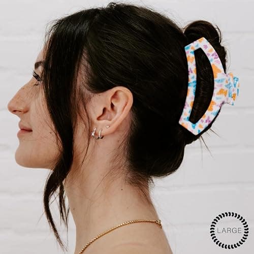 TELETIES - Large Open Claw Clip - Strong Grip, Bendable Teeth, Comfortable Cutout Design - Ideal for Long, Thick, Curly, or Wavy Hair - For All Hair Textures - Spring Collection - Fly Away thumbnail 5