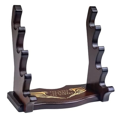 WodGod Wooden Magic Wand Holder and Display Stand,4 Tiered Wood Wizard Wand Holder for Desktop Display Decoration - Image 1