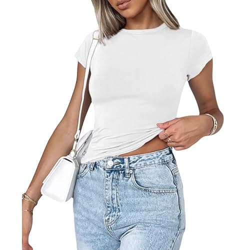 Women's Basic Slim Fit T-Shirt Top Short Sleeve Y2K Tops TikTok Influence Crop Top Club Party Streetwear thumbnail 2