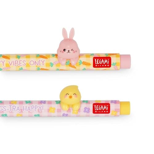 Legami - Set di 2 Penne Gel Lovely Friends, Hoppy Easter, Edizione Limitata, Animaletto Decorativo Rimovibile e Ricombinabile, Evita il Rotolamento, Inchiostro Rosa e Viola thumbnail 3