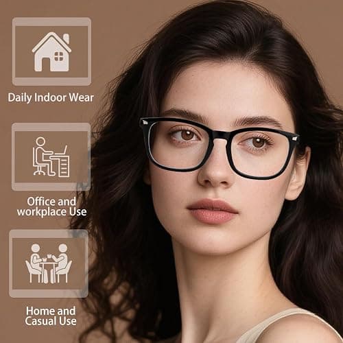 Nelisylux Blue Light Glasses for Men and Women, 2 Pack Non-Prescription Computer Glasses for Screen Use, Lightweight Fashion Eyeglasses for Office, Reading and Gaming, Black & Clear thumbnail 2